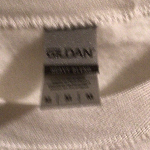 Gildan White Cowl Neck Sweater with Blue Accents - Picture 2 of 3